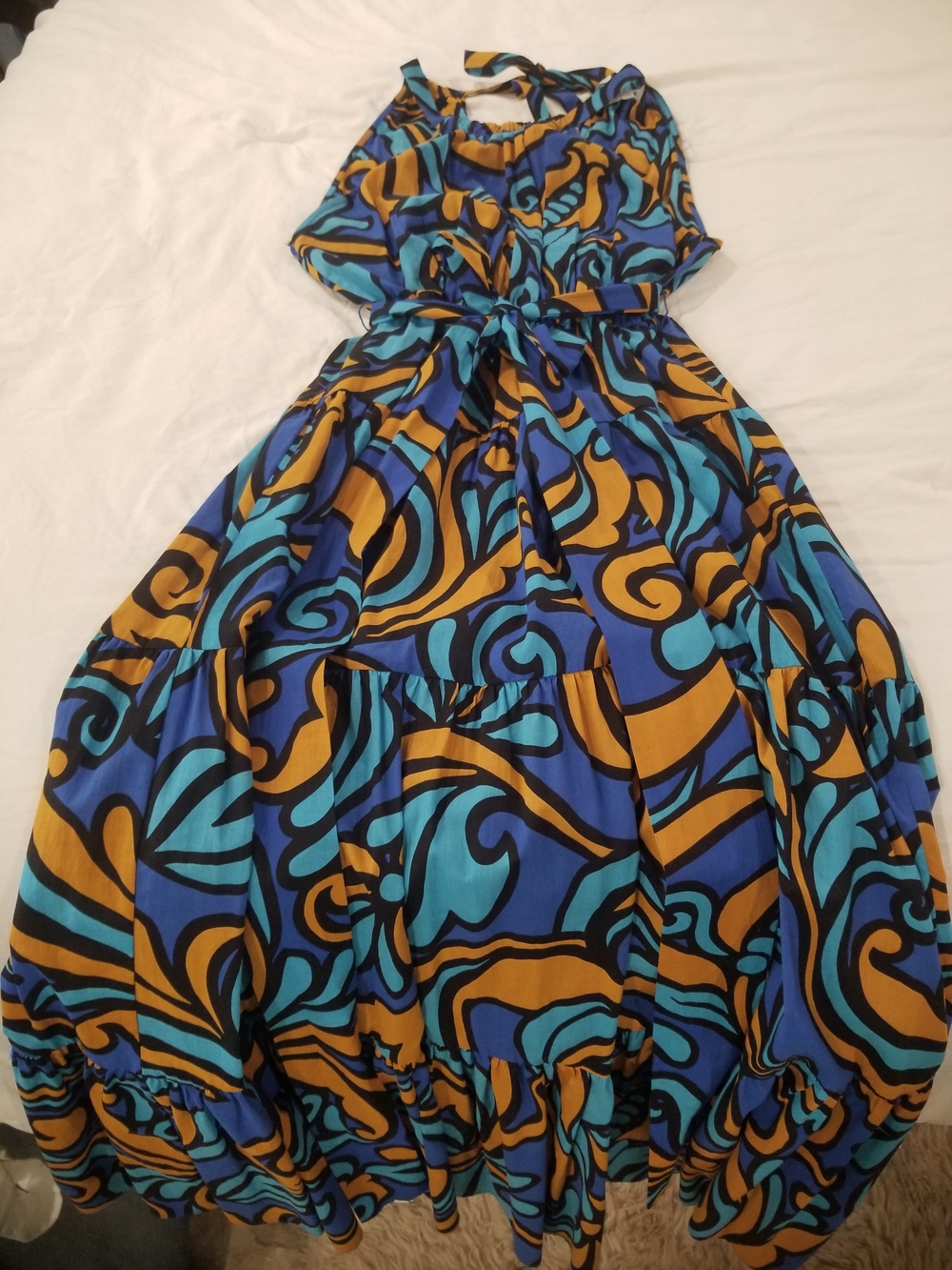 ZARA Blue, Mustard & Black Printed Dress